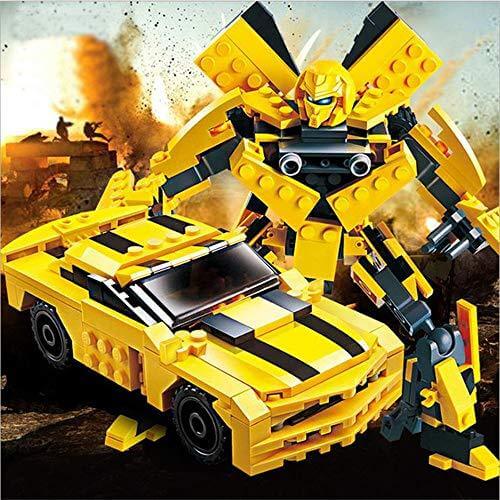 Gudi 8711 - Transforming Sportwagen gelber Auto Roboter - 225 Klemmbausteine