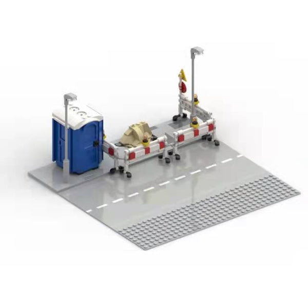 Modbrix 8042 - Glasfaser Baustelle inkl. Klohäuschen und Straßenplatte - 236 Klemmbausteine