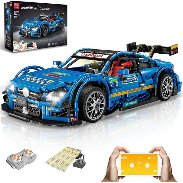 Mould King 13073 - C63 RC Tourenwagen Blau 2,4 Ghz - 1989 Klemmbausteine