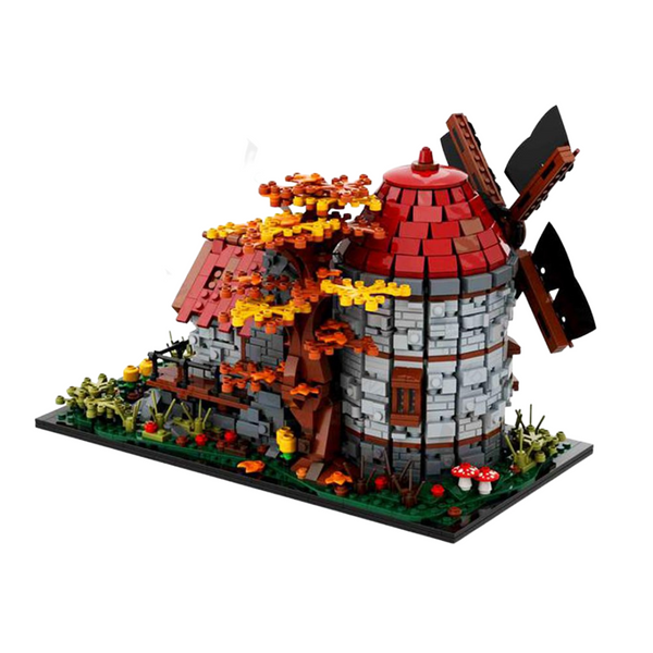 MOC - Mittelalterliche Windmühle Diorama - 1941 Klemmbausteine