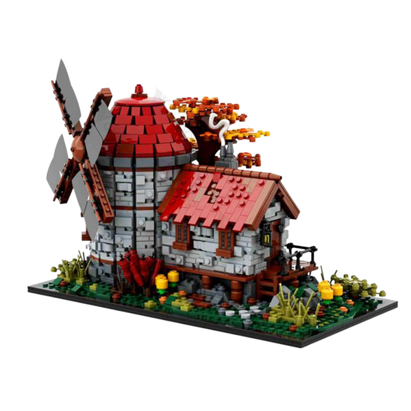 MOC - Mittelalterliche Windmühle Diorama - 1941 Klemmbausteine