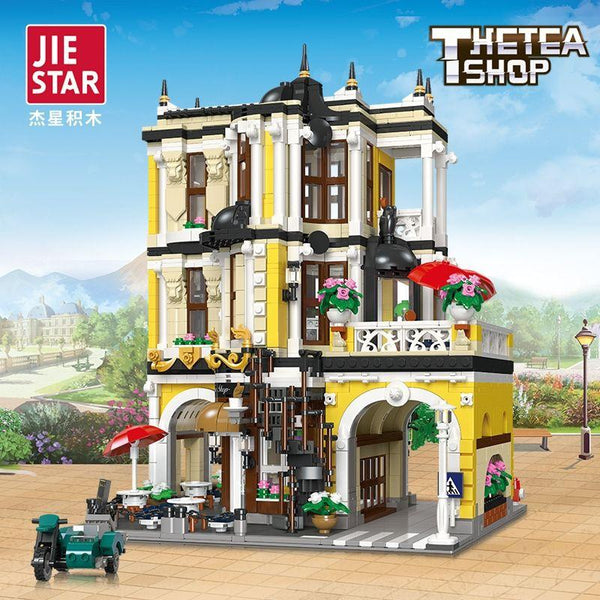 Jie Star 89124 - Barockbau Wohnhäuser mit Teeladen - 2980 Klemmbausteine