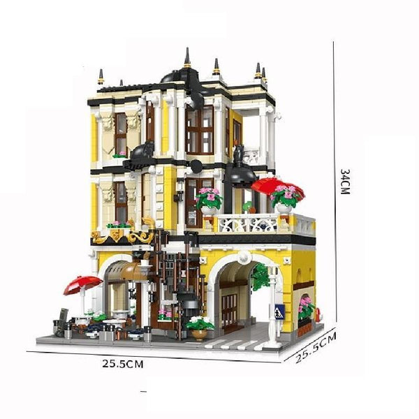 Jie Star 89124 - Barockbau Wohnhäuser mit Teeladen - 2980 Klemmbausteine