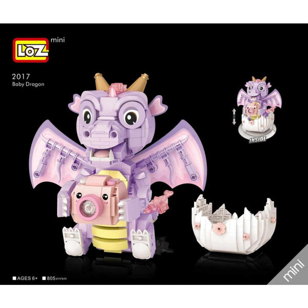 LOZ 2017 - Drachenbaby in helllila (Mini Blocks) - 805 Klemmbausteine