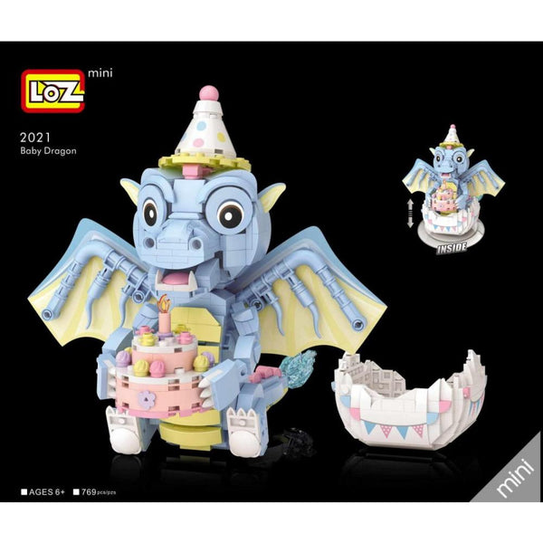 LOZ 2021 - Drachenbaby in hellblau (Mini Blocks) - 769 Klemmbausteine