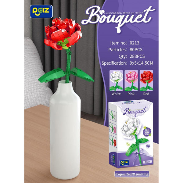 LiMei 0213-3 - Rote Rose - 80 Klemmbausteine