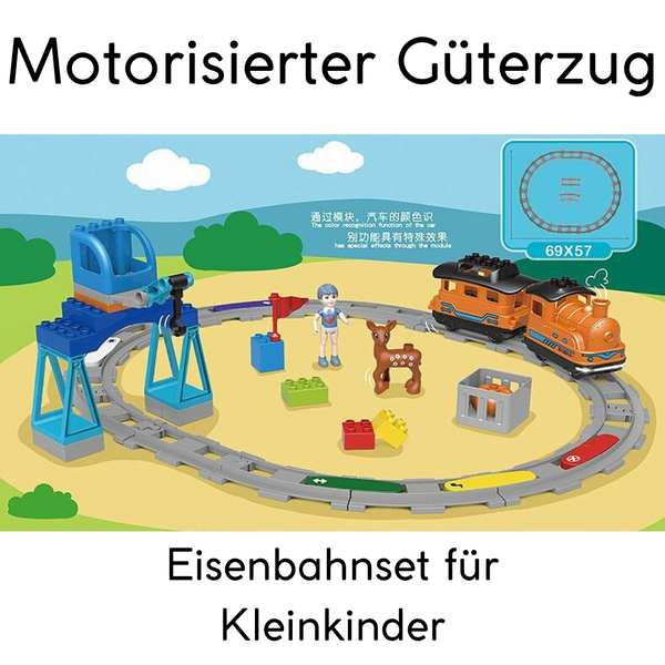 Mould King 53001 - Motorisierter Güterzug Eisenbahnset für Kleinkinder - 48 Bausteine kompatibel zu D*PL*