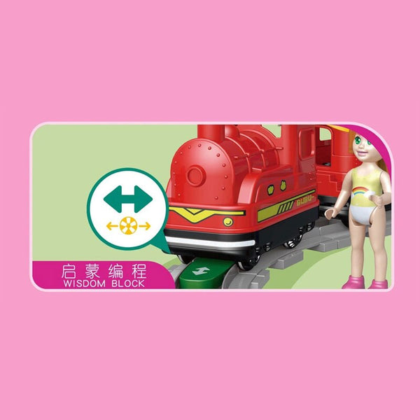 Mould King 53002 - roter Motorisierter Güterzug Eisenbahnset für Kleinkinder - 48 Bausteine kompatibel zu D*PL*