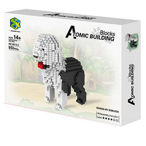 PinZhiXing 6618-5 - Altenglischer Schäferhund Bobtail (Diamond Blocks) - 950 Klemmbausteine