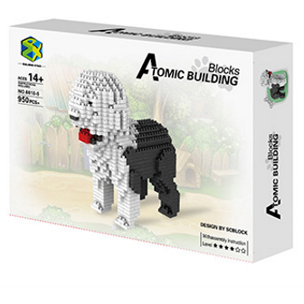 PinZhiXing 6618-5 - Altenglischer Schäferhund Bobtail (Diamond Blocks) - 950 Klemmbausteine