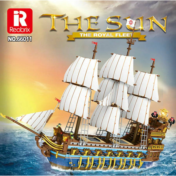 Reobrix 66011 - The Sun Royal Navy Dreimaster Schiff - 3162 Klemmbausteine