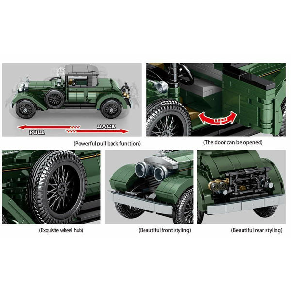 Sembo 75850 - Britischer Oldtimer RR Silver Ghost Auto - 858 Klemmbausteine