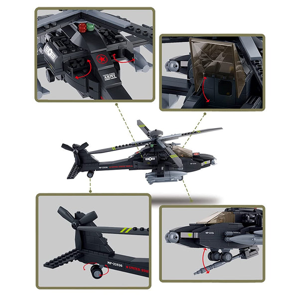 Sluban B0511 - Apache AH-64 Hubschrauber - 293 Klemmbausteine