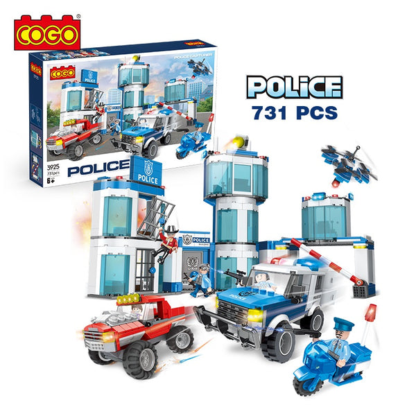 Cogo 3925 - SWAT Polizeistation Polizeirevier mit Gefängnis - 731 Klemmbausteine