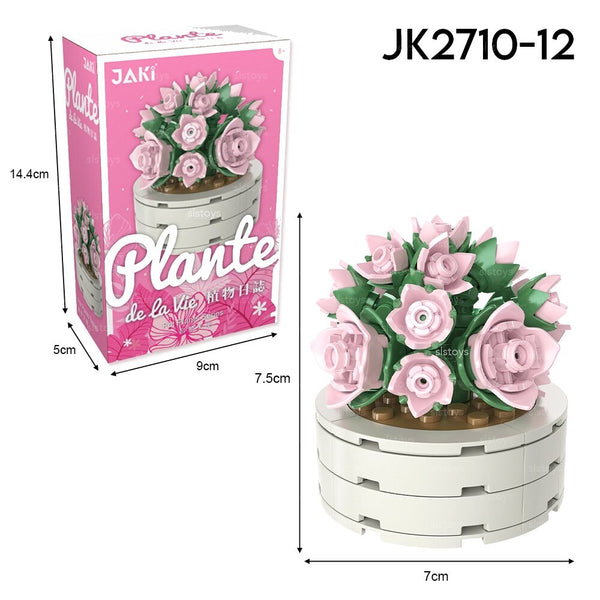 Jaki JK2710-12 - dekorativer Blumentopf mit Zierpflanze - insg. 98 Klemmbausteine
