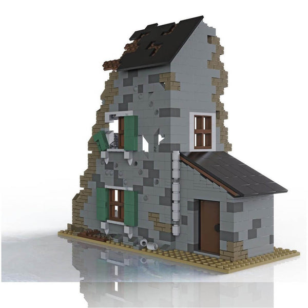 Modbrix 9007 - WW2 Häuserruine inkl. Scharfschütze Figur - 624 Klemmbausteine