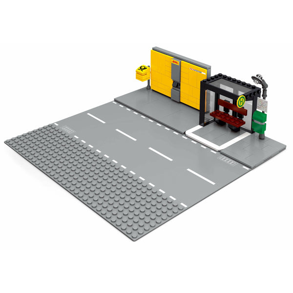 Modbrix 8008 - Bushaltestelle mit Wartehäuschen, Briefkasten und DHL Packstation - 162 Klemmbausteine