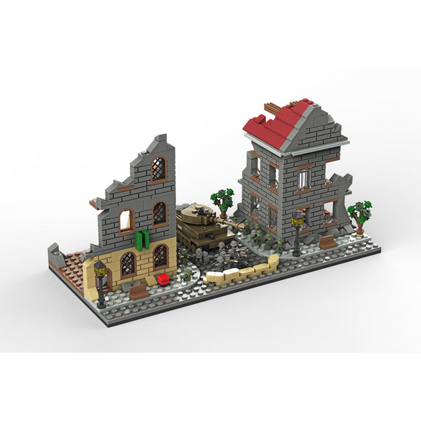 Modbrix 9073 - Nano Soldiers WW2 Häuser Diorama inkl. 24 Nano Soldaten - 508 Klemmbausteine
