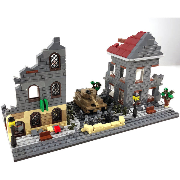 Modbrix 9073 - Nano Soldiers WW2 Häuser Diorama inkl. 24 Nano Soldaten - 508 Klemmbausteine