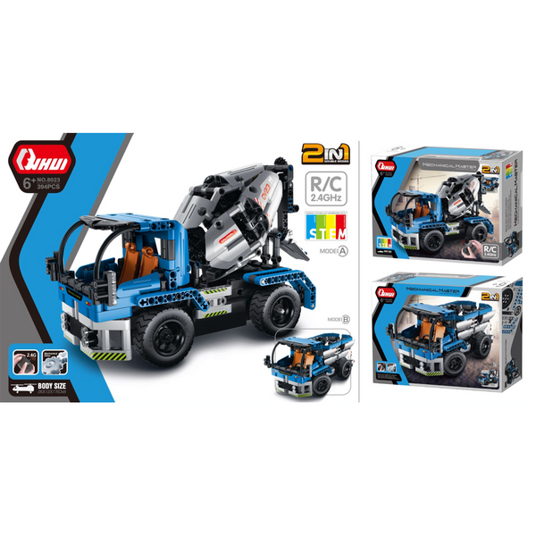 Qihui 8023 - 2,4 Ghz RC Betonmischer LKW - 2in1 Modell - 294 Klemmbausteine