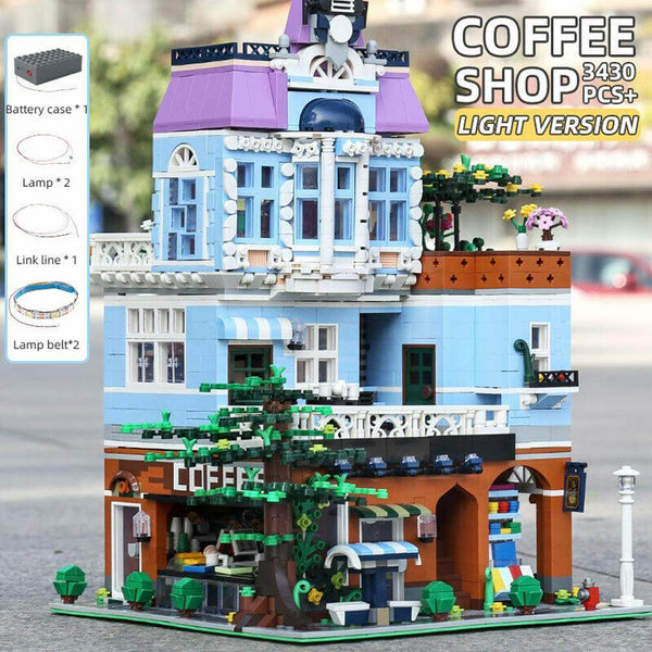 Mould King 16004 - Altstadt Cafe mit Beleuchtung - 3430 Klemmbausteine