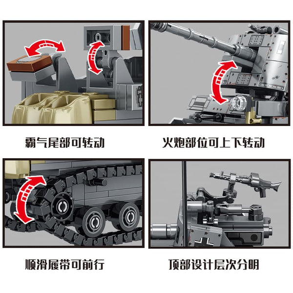SY 0107 - Marder II Ausf. H Panzer Sd.Kfz. 132  - 479 Klemmbausteine